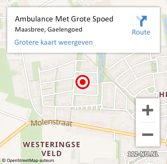 Locatie op kaart van de 112 melding: Ambulance Met Grote Spoed Naar Maasbree, Gaelengoed op 7 februari 2015 09:18