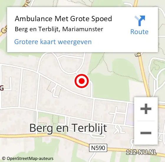 Locatie op kaart van de 112 melding: Ambulance Met Grote Spoed Naar Berg en Terblijt, Mariamunster op 7 februari 2015 09:49