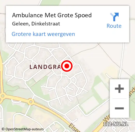 Locatie op kaart van de 112 melding: Ambulance Met Grote Spoed Naar Geleen, Dinkelstraat op 7 februari 2015 09:59