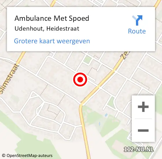 Locatie op kaart van de 112 melding: Ambulance Met Spoed Naar Udenhout, Heidestraat op 7 februari 2015 10:03