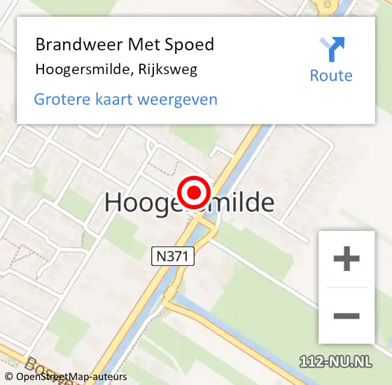 Locatie op kaart van de 112 melding: Brandweer Met Spoed Naar Hoogersmilde, Rijksweg op 7 februari 2015 10:08