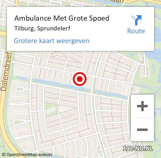 Locatie op kaart van de 112 melding: Ambulance Met Grote Spoed Naar Tilburg, Sprundelerf op 7 februari 2015 10:09