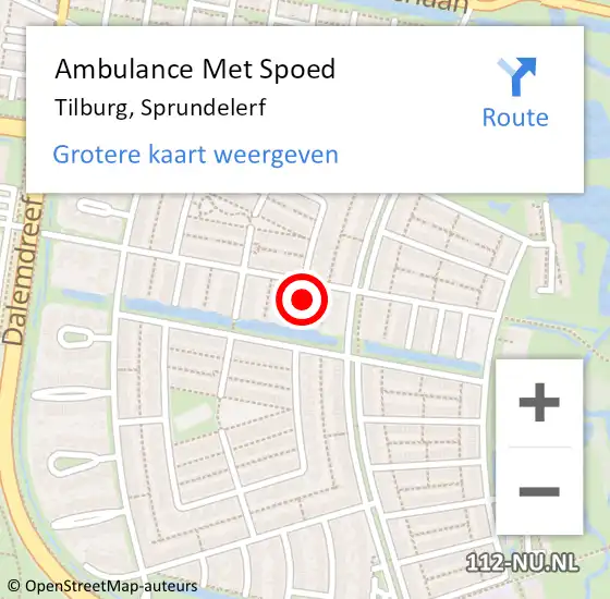 Locatie op kaart van de 112 melding: Ambulance Met Spoed Naar Tilburg, Sprundelerf op 7 februari 2015 10:11