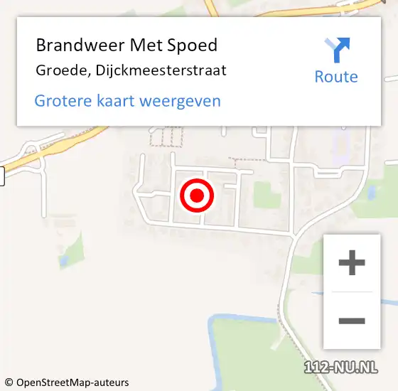 Locatie op kaart van de 112 melding: Brandweer Met Spoed Naar Groede, Dijckmeesterstraat op 7 februari 2015 10:24