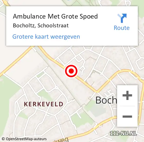 Locatie op kaart van de 112 melding: Ambulance Met Grote Spoed Naar Bocholtz, Schoolstraat op 7 februari 2015 10:39