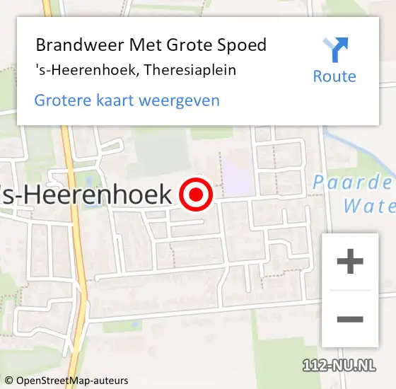 Locatie op kaart van de 112 melding: Brandweer Met Grote Spoed Naar 's-Heerenhoek, Theresiaplein op 7 februari 2015 10:47