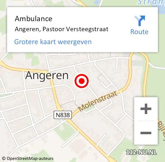 Locatie op kaart van de 112 melding: Ambulance Angeren, Pastoor Versteegstraat op 7 februari 2015 11:15