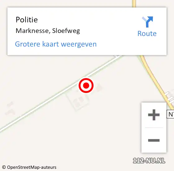 Locatie op kaart van de 112 melding: Politie Marknesse, Sloefweg op 7 februari 2015 12:18