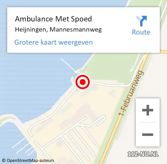 Locatie op kaart van de 112 melding: Ambulance Met Spoed Naar Heijningen, Mannesmannweg op 7 februari 2015 12:31