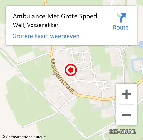 Locatie op kaart van de 112 melding: Ambulance Met Grote Spoed Naar Well, Vossenakker op 7 februari 2015 12:36