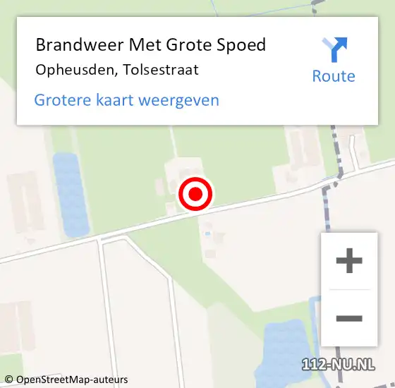 Locatie op kaart van de 112 melding: Brandweer Met Grote Spoed Naar Opheusden, Tolsestraat op 7 februari 2015 12:38