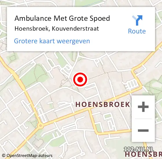 Locatie op kaart van de 112 melding: Ambulance Met Grote Spoed Naar Hoensbroek, Kouvenderstraat op 7 februari 2015 13:12