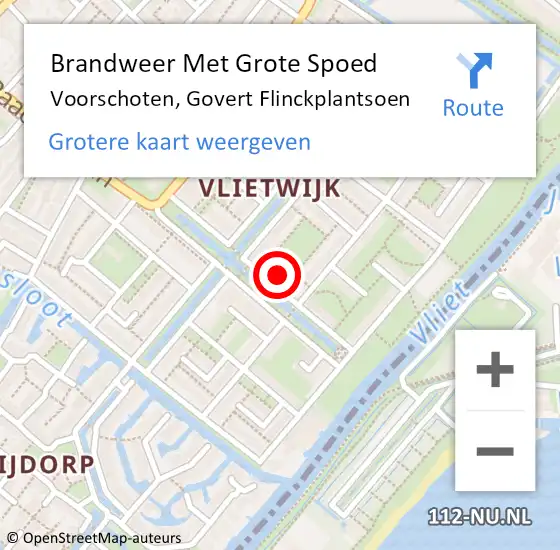 Locatie op kaart van de 112 melding: Brandweer Met Grote Spoed Naar Voorschoten, Govert Flinckplantsoen op 7 februari 2015 13:35