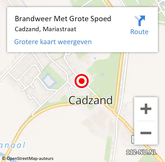 Locatie op kaart van de 112 melding: Brandweer Met Grote Spoed Naar Cadzand, Mariastraat op 7 februari 2015 13:40