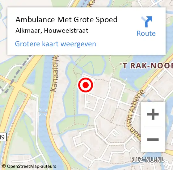 Locatie op kaart van de 112 melding: Ambulance Met Grote Spoed Naar Alkmaar, Houweelstraat op 7 februari 2015 13:47