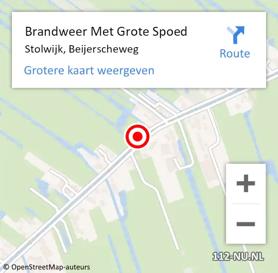 Locatie op kaart van de 112 melding: Brandweer Met Grote Spoed Naar Stolwijk, Beijerscheweg op 7 februari 2015 13:48