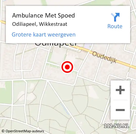 Locatie op kaart van de 112 melding: Ambulance Met Spoed Naar Odiliapeel, Wikkestraat op 7 februari 2015 14:34