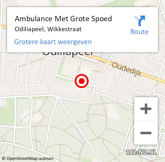 Locatie op kaart van de 112 melding: Ambulance Met Grote Spoed Naar Odiliapeel, Wikkestraat op 7 februari 2015 14:36