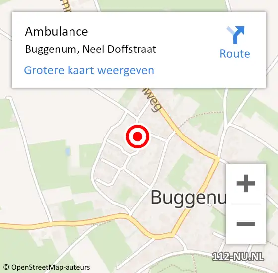 Locatie op kaart van de 112 melding: Ambulance Buggenum, Neel Doffstraat op 7 februari 2015 15:18