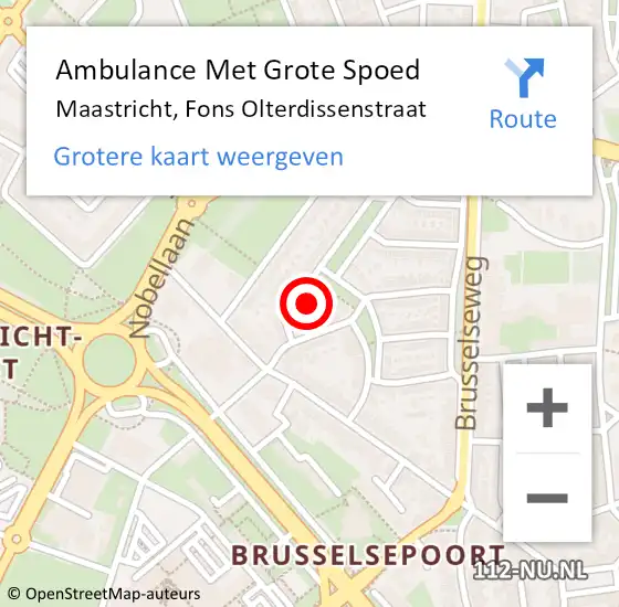 Locatie op kaart van de 112 melding: Ambulance Met Grote Spoed Naar Maastricht, Fons Olterdissenstraat op 7 februari 2015 15:39