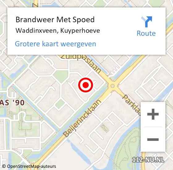 Locatie op kaart van de 112 melding: Brandweer Met Spoed Naar Waddinxveen, Kuyperhoeve op 7 februari 2015 15:49