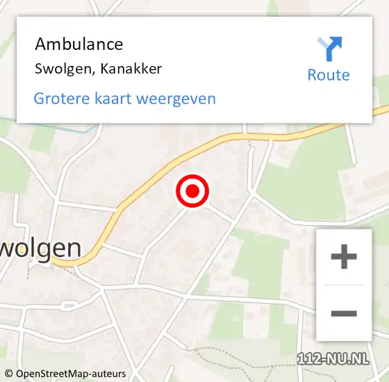 Locatie op kaart van de 112 melding: Ambulance Swolgen, Kanakker op 7 februari 2015 15:55