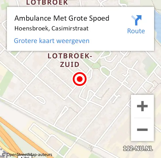 Locatie op kaart van de 112 melding: Ambulance Met Grote Spoed Naar Hoensbroek, Casimirstraat op 7 februari 2015 15:57