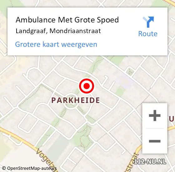 Locatie op kaart van de 112 melding: Ambulance Met Grote Spoed Naar Landgraaf, Mondriaanstraat op 7 februari 2015 16:43