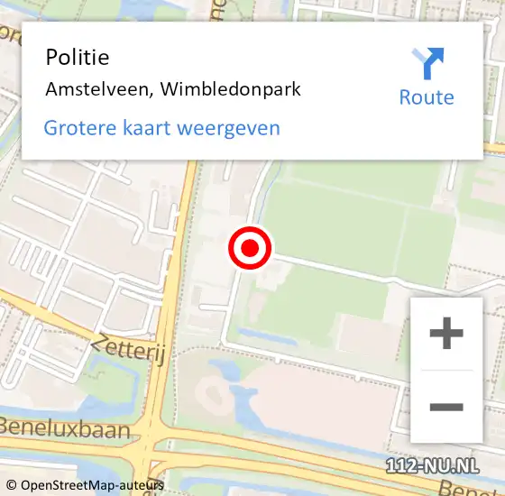 Locatie op kaart van de 112 melding: Politie Amstelveen, Wimbledonpark op 7 februari 2015 16:50