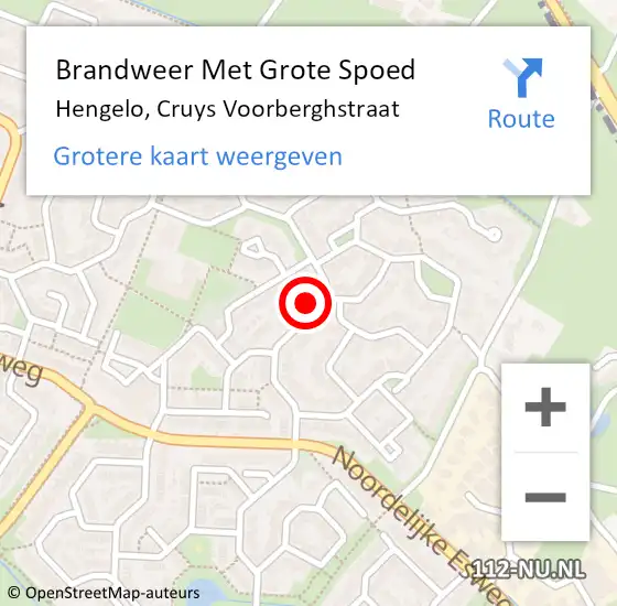 Locatie op kaart van de 112 melding: Brandweer Met Grote Spoed Naar Hengelo, Cruys Voorberghstraat op 7 februari 2015 17:07