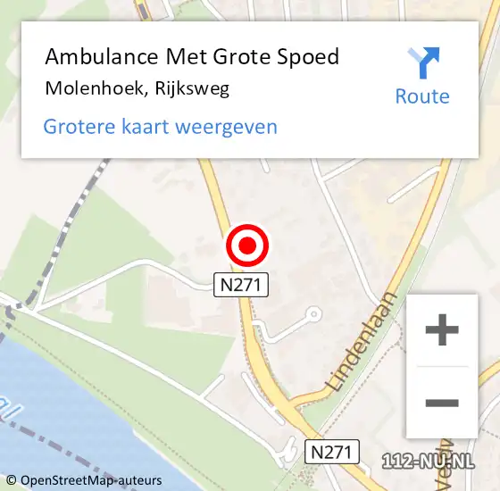 Locatie op kaart van de 112 melding: Ambulance Met Grote Spoed Naar Molenhoek, Rijksweg op 7 februari 2015 17:08