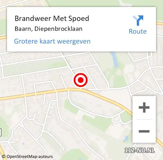 Locatie op kaart van de 112 melding: Brandweer Met Spoed Naar Baarn, Diepenbrocklaan op 7 februari 2015 17:27