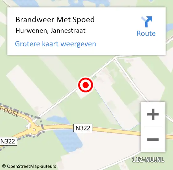 Locatie op kaart van de 112 melding: Brandweer Met Spoed Naar Hurwenen, Jannestraat op 7 februari 2015 18:06