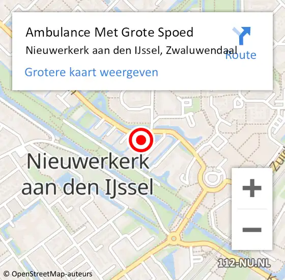 Locatie op kaart van de 112 melding: Ambulance Met Grote Spoed Naar Nieuwerkerk aan den IJssel, Zwaluwendaal op 7 februari 2015 18:21