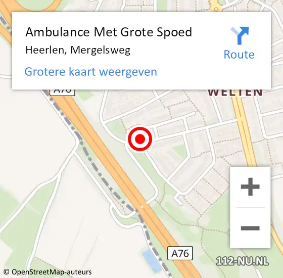 Locatie op kaart van de 112 melding: Ambulance Met Grote Spoed Naar Heerlen, Mergelsweg op 7 februari 2015 18:27