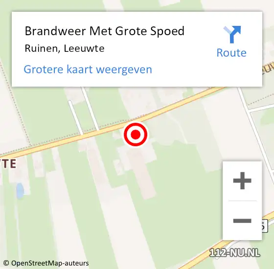 Locatie op kaart van de 112 melding: Brandweer Met Grote Spoed Naar Ruinen, Leeuwte op 7 februari 2015 19:03