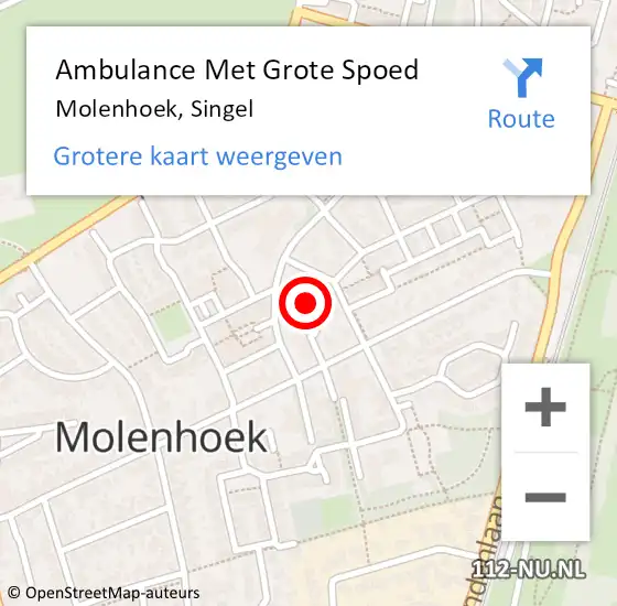 Locatie op kaart van de 112 melding: Ambulance Met Grote Spoed Naar Molenhoek, Singel op 7 februari 2015 19:26