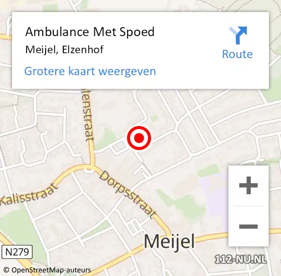 Locatie op kaart van de 112 melding: Ambulance Met Spoed Naar Meijel, Elzenhof op 7 februari 2015 19:56