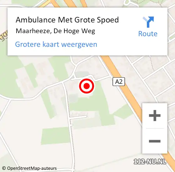 Locatie op kaart van de 112 melding: Ambulance Met Grote Spoed Naar Maarheeze, De Hoge Weg op 7 februari 2015 20:45