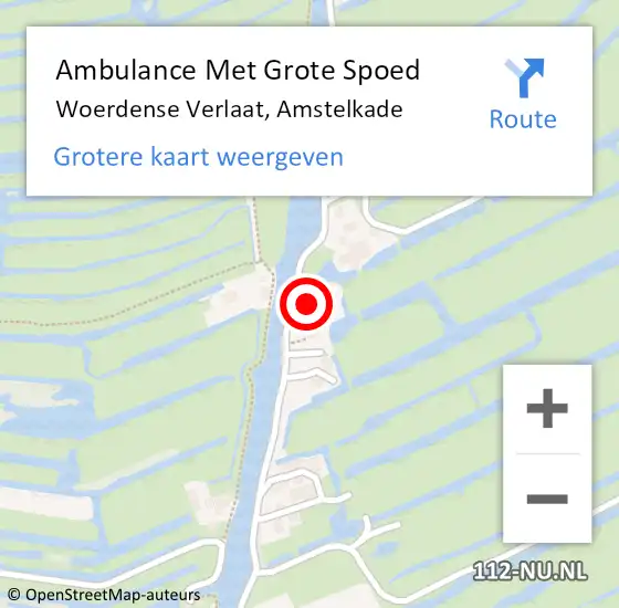 Locatie op kaart van de 112 melding: Ambulance Met Grote Spoed Naar Woerdense Verlaat, Amstelkade op 7 februari 2015 20:48