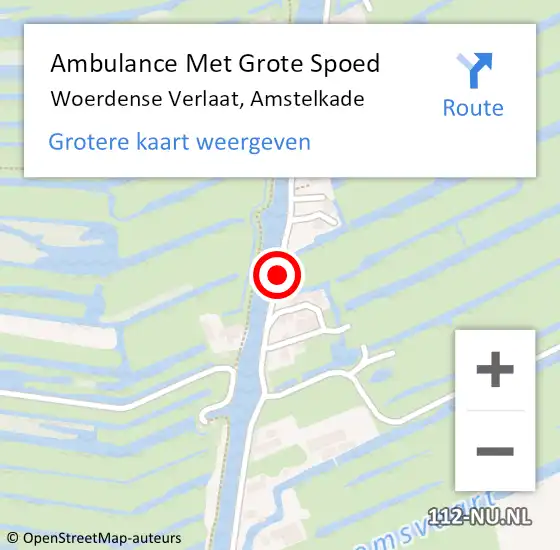 Locatie op kaart van de 112 melding: Ambulance Met Grote Spoed Naar Woerdense Verlaat, Amstelkade op 7 februari 2015 20:49