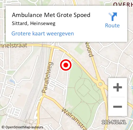 Locatie op kaart van de 112 melding: Ambulance Met Grote Spoed Naar Sittard, Heinseweg op 7 februari 2015 20:58