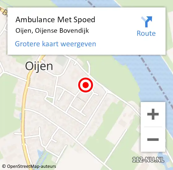 Locatie op kaart van de 112 melding: Ambulance Met Spoed Naar Oijen, Oijense Bovendijk op 7 februari 2015 21:14