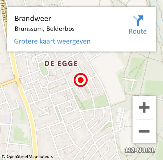 Locatie op kaart van de 112 melding: Brandweer Brunssum, Belderbos op 7 februari 2015 21:53