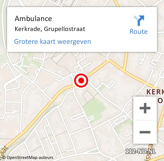 Locatie op kaart van de 112 melding: Ambulance Kerkrade, Grupellostraat op 7 februari 2015 22:21