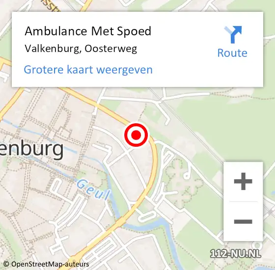 Locatie op kaart van de 112 melding: Ambulance Met Spoed Naar Valkenburg, Oosterweg op 7 februari 2015 22:32