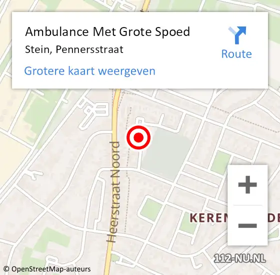 Locatie op kaart van de 112 melding: Ambulance Met Grote Spoed Naar Stein, Pennersstraat op 7 februari 2015 22:43