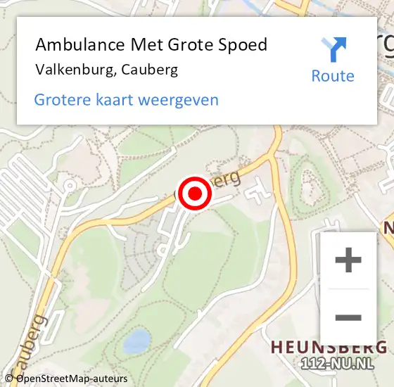 Locatie op kaart van de 112 melding: Ambulance Met Grote Spoed Naar Valkenburg, Cauberg op 7 februari 2015 22:53