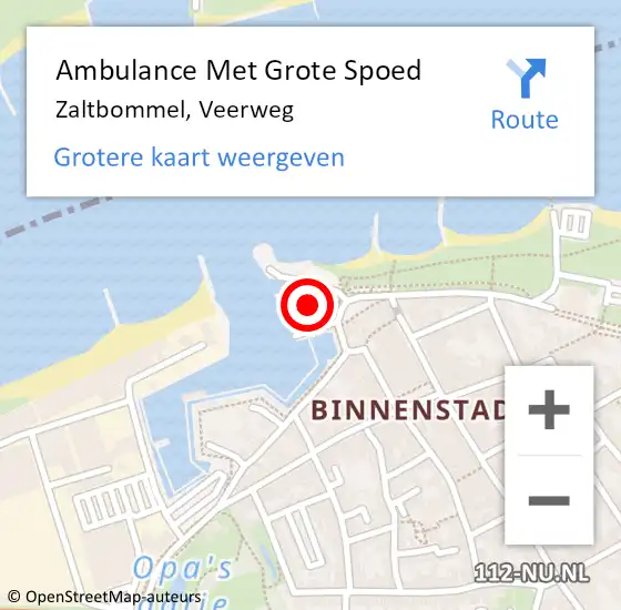 Locatie op kaart van de 112 melding: Ambulance Met Grote Spoed Naar Zaltbommel, Veerweg op 7 februari 2015 23:25