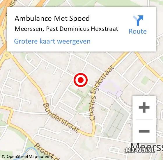 Locatie op kaart van de 112 melding: Ambulance Met Spoed Naar Meerssen, Past Dominicus Hexstraat op 7 februari 2015 23:36